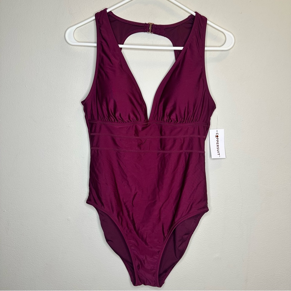 New Coppersuit Women's Solid One Piece Swimsuit Burgundy Size M